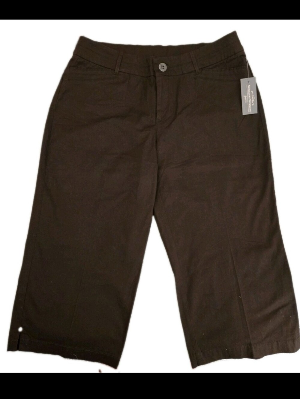 Christopher & Banks Signature Slimming Sz12 Womens Dark Brown Capri Slacks NWT